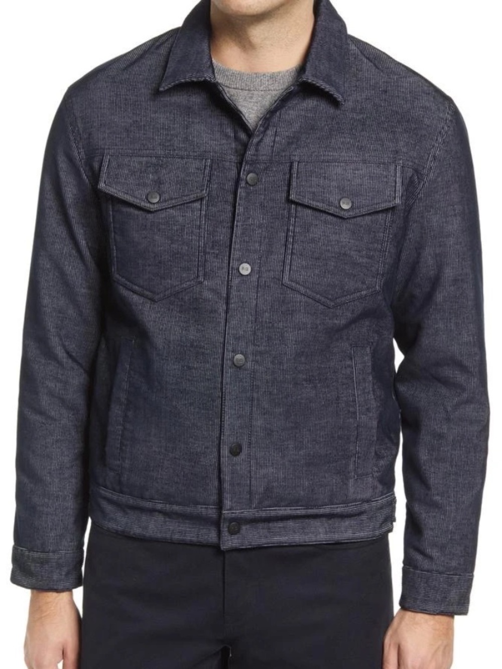 NWT Nordstrom Robert Barakett Mens Worthington Trucker Shirt Jacket Blue XL $275